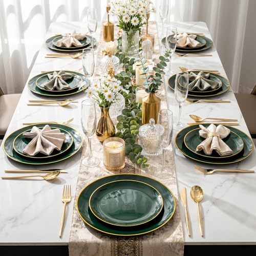 I00000 150Pcs Green Plastic Plates,Premium Disposable Plates for Wedding - Image 4