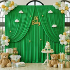 20x12 ft Green Backdrop Curtains for Weddings Parties, Birthdays and Photos by PartyVillage
