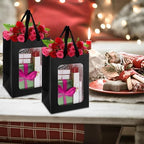 YOUNTHYE 50PCS Black Gift Bags with Window Black Kraft Paper Gift Bags with Transparent Window 9.8x7x5 inch Transparent Window Bags with Handles for Christmas Birthdays Festivals Party Weddings Wrapping - Image 5