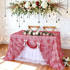 LuoluoHouse Red Tablecloth Lace Table Fabric 2pcs 60x120 Inch for Birthday - Image 2