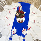 Queekay 24 Pcs 84'' Round Plastic Tablecloth 12 x 108'' Satin Table Runners Set White Plastic Table Covers Round Waterproof Cloths for Wedding Party Decor Baby Shower Birthday(Royal Blue) - Image 4