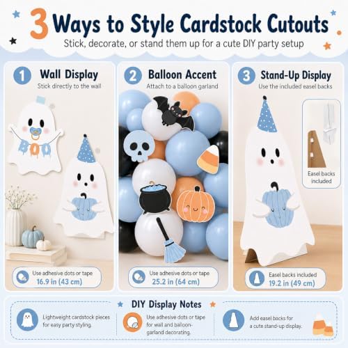 Halloween Baby Shower Decorations, A Little Boo Is Almost Due Party Set - Image 3