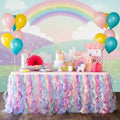 Rainbow Tutu Table Skirt. 6ft with Double Layer Organza Willows for Unicorn Party Supplies, Rainbow Decorations, 1st Birthday , Baby Shower Décor or Mermaid Backdrop by BluekateParty