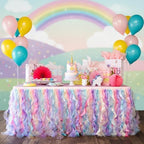 Rainbow Tutu Table Skirt. 6ft with Double Layer Organza Willows for Unicorn Party Supplies, Rainbow Decorations, 1st Birthday , Baby Shower Décor or Mermaid Backdrop by BluekateParty