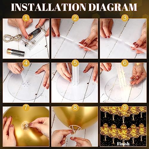 Junkin 10 Set Balloon Stand Kit for Table Centerpiece, Gold - Image 2