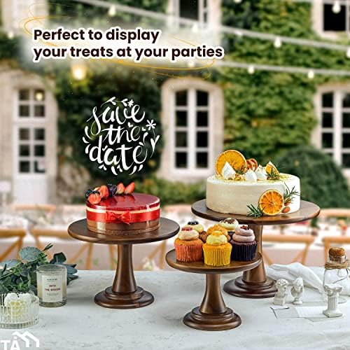 Tidita Set of 3 Size Wood Cake Stand Set, Easy To Assemble, Removable Tray - Image 5