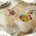 Roshtia 60 Pack Floral Themed Ice Cream Cups, 16 oz Disposable Soup Cups Microwave Safe for Floral Themed Birthday Party Women Bridal Wedding Tea Party Baby Shower, Hot or Cold Food - Image 4