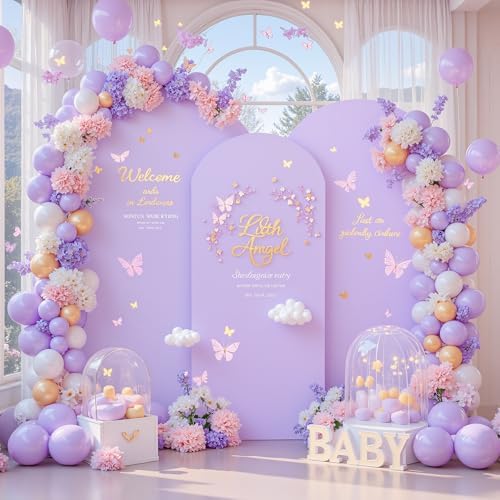 Lavender Arch Backdrop Cover 7.2ft 6.6ft 6ft Arch Cover Set of 3 Arch Covers Stretchy Backdrop for Wedding Party Baby Shower Birthday Photography Spandex Arch Stand Covers Backdrop Curtains Decor - Image 2