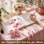 Sabary Personalized Wedding Linen Floral Embroidered Guest Book - Image 5