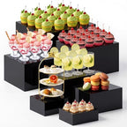 Leinuosen 7 Pcs Extra Large Acrylic Buffet Risers, 8-14" Square, Black by Leinuosen