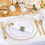 Hioasis 350 Pcs White and Gold Plastic Plates for Wedding & Party - Image 3