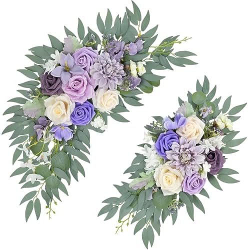 Purple Wedding Arch Flowers Set of 2 by Finphoon