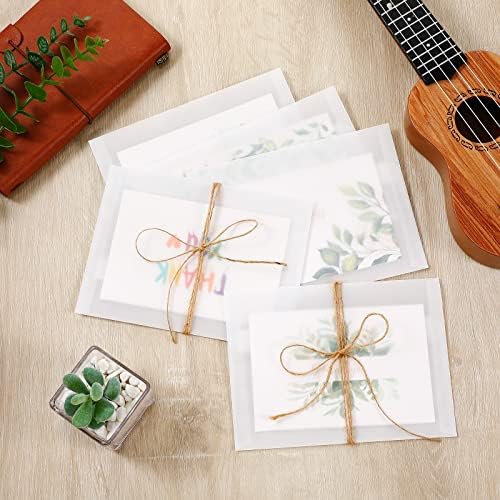 Sabary 50 Pcs Self AdhesiveVellum Envelopes Clear Envelopes, 4.7 x 6.5 Inch - Image 7
