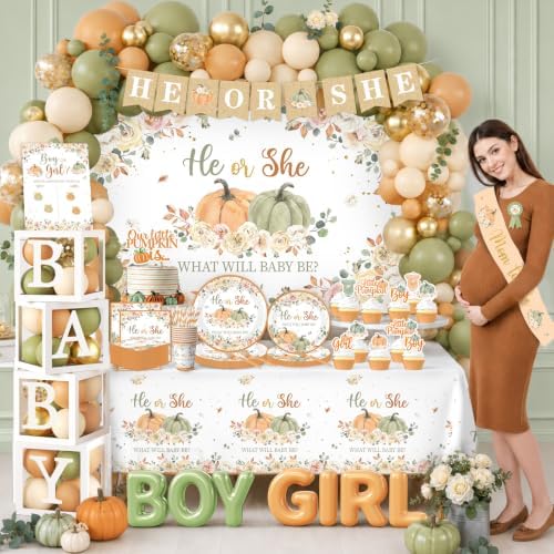 Fall Pumpkin Gender Reveal Decoration,Autumn Gender Reveal Party Supplies - Image 6
