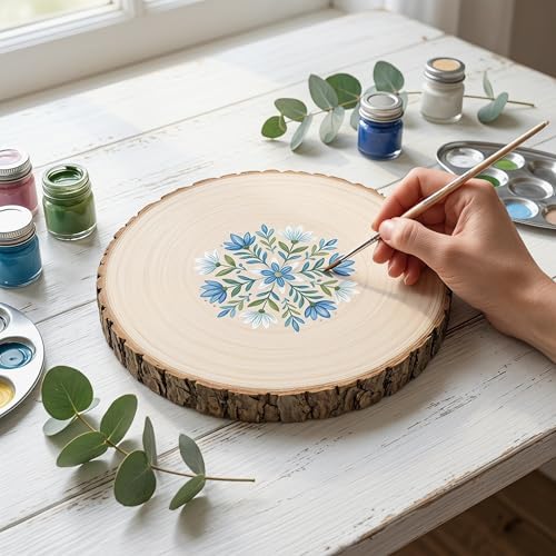 Wood Slices for Centerpieces, 7-8 Inches, Round, 10 Pack, Rustic Style, for Weddings, Baby Showers, and DIY Crafts - Image 4