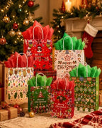 qiqee 100PCS Paper Gift Bags Assorted Christmas Paper Bags Red White Green - Image 6