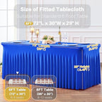 gogoparti 4 Pack Spandex Royal Blue Fitted Table Cloth for 6ft Rectangle Tables Blue Tablecloth Stretch Table Covers Skirt Wrinkle Free Banquet Tablecloths for Parties Wedding - Image 6