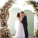 2 Set Gingham Arch Backdrop Cover 7.2ft x 6.6ft Sage Green - Image 6