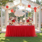 HB HBB MAGIC Red Table Cloths 8 Foot Rectangle Tulle Table Skirt Rectangle Tables 8ft Fitted Spandex Table Covers Stretch Elastic Banquet Wedding Baby Shower Birthday Party Table Cloths - Image 2
