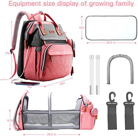 ISMGN Diaper Bag Backpack with Changing Station, Baby Bags for Girls, Pink - Image 5