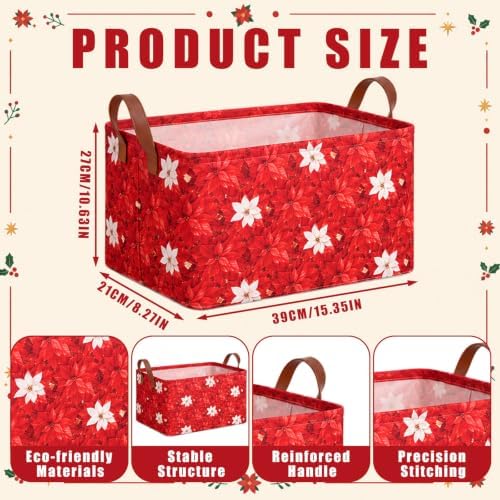 CHENGU 6 Pack Christmas Basket Collapsible Poinsettia Christmas Storage Bin - Image 2