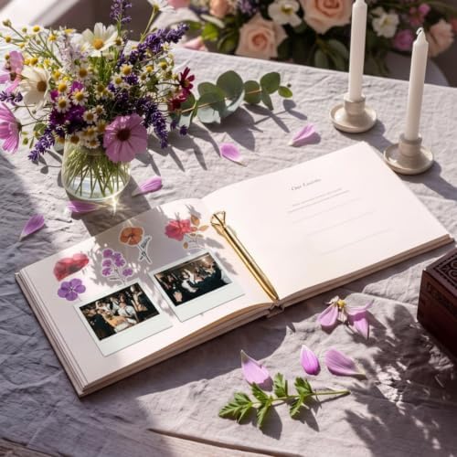 Sabary Personalized Wedding Linen Floral Embroidered Guest Book - Image 6