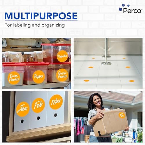 Perco Neon Orange Perforated Round Circle Dot Sticker 4-Inch Labels — 3 Rolls, 1,200 Stickers - Sale, Clearance & Limited-Time Offer Signage, High Visibility - Made in USA - Image 3