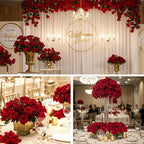 Auihiay 60Pcs Red Roses Artificial Flowers, Faux Roses, Velvet Silk - Image 5
