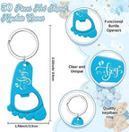 Estune 50 Sets Boy Baby Shower Bottle Opener Favors Bulk Include 50 Pcs Blue Footprint Keychain Bottle Openers with Organza Bags Thank Tags Baby Shower Gender Reveal Party Souvenirs Gifts for Guests - Image 2