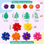 Geyee 80 Pcs Mexican Giant Paper Flowers Leaves Set, 48 Pcs Large Mexico Tissue Paper Flowers and 32 Green Leaves for Mexican Party Wedding Archway Fiesta Birthday Decoration 20" 10'' - Image 2