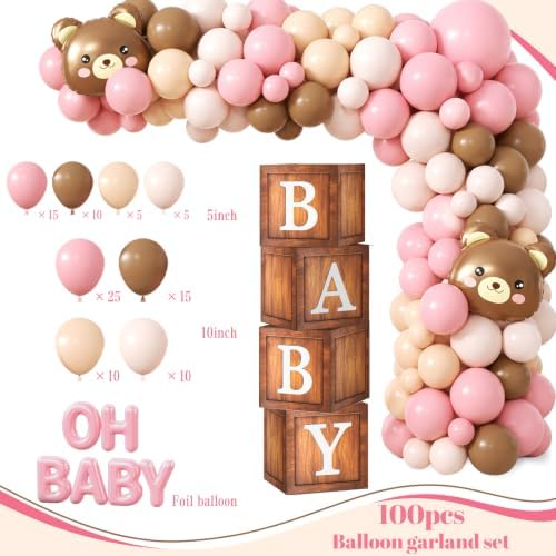 Pink Bear Baby Shower Decorations for Girl Bear Bear Theme Party Supplies - Image 5