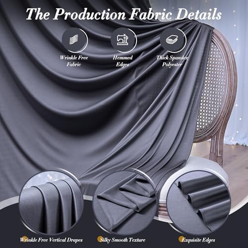 30 ft x 10 ft Wrinkle Free Charcoal Backdrop Curtain for Parties, Dark Grey Polyester Photo Backdrop Drapes for Baby Shower Wedding Engagement Birthday Party Backdrop Stand,5ft x 10ft 6 Panels - Image 6