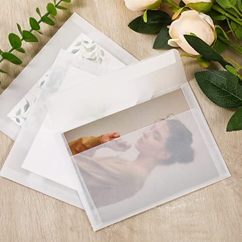 Sabary 50 Pcs Self AdhesiveVellum Envelopes Clear Envelopes, 4.7 x 6.5 Inch - Image 5