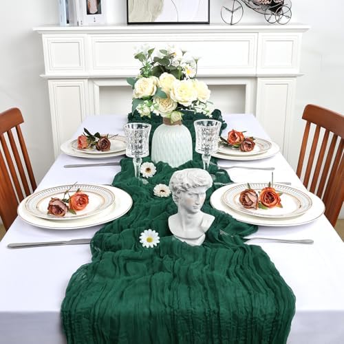 12 Pack 23 x 120 Inch Emerald Green Table Runner 10Ft Cheesecloth - Image 3