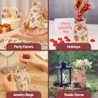 Mandala Crafts 18X24 In Rose Burlap Drawstring Gift Bags for Favors, 10 PCs - Image 5