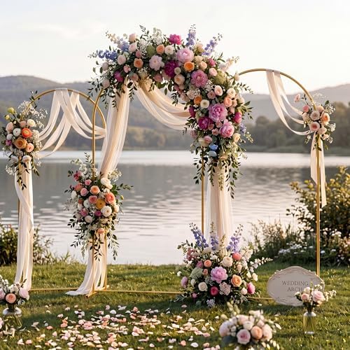 7.2FT+6.6FT+6FT Arch Wedding Arch Backdrop Stand, Heavy Duty Metal Arch Frame for Balloons, Flowers & Fabric, Event Decoration Stand for Ceremony, Party & Photos - Image 4