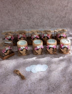 10 Pcs Handmade Wooden Tea Candle Holders, Baptism Gift,Christening Gift, Gender Reveal Guest Favors with Personalized Tags, Adult Baptism.(Light-Pink) - Image 2