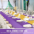 Breling 24 Pack Purple and Gold Disposable Tablecloths and Table Runner Set - Image 5