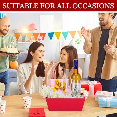 AFOROEOA 6PACK Red Baskets For Gifts Empty, 10x12”Thick Gift Basket with 6Bows 6Bags Empty Gift Baskets for Christmas, Easter, Birthdays, Valentine’s Day Wrapping Gift - Image 7