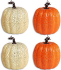 vensovo 6 Inch Crackle Artificial Pumpkins, Cream and Orange, 4 Pack by vensovo