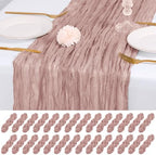 28 Pack Dusty Pink Cheesecloth Table Runner 17x108 Inch Semi Sheer Boho Gauze Cheese Cloth Fabric Table Runners, for Wedding Party Baby Shower Birthday Home Decor Garden Farmhouse by Unknown