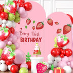 Set of 2 Arch Backdrop Cover 7.2FT, 6FT Pink and Berry First Birthday Decal Sign - Adjustable Round Top Chiara Backdrop Stand Covers for Wedding Birthday Party Baby Shower Banquet Decoration - Image 6