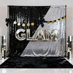 Silver Sequin Backdrop Party Decorations - 3 Packs 2ft x 8ft Silver Curtain - Image 2