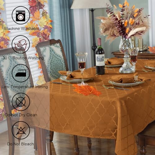 SASTYBALE Fall Rectangle Jacquard Tablecloth, Brown, 60"x120" - Image 4