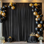 10x10ft Black Backdrop Curtains for Wedding Parties Wrinkle Free Black Curtains Photo Backdrop Drapes for Photography Birthday Baby Shower Soft Fabric Party Backgournd for Photoshoot 5x10ft, 2 Panels by Partisky