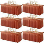 6 Packs Terracotta Spandex Tableclothes for 8 Foot Rectangle Tables, Wrinkle Free 8ft Fitted Table Cover Stretch Table Cloth Desk Skirt for Weddings Baby Shower Birthday Party Banquet Decorations by PartyTalk