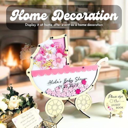 Baby Shower Guest Book Alternative Pink Stroller Drop Box Frame 2026 - Image 3