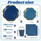 350Pcs Navy Blue Paper Plates and Napkins Party Supplies for 50 Guests - Image 3