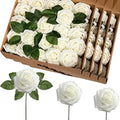 100 Pcs Artificial Rose Flowers, Ivory by Luinabio