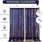 10x10FT Navy Blue Wrinkle Free Backdrop Curtains with Lights String for Parties - Photo Curtain Backdrop with Lights for Wedding Decorations, Bridal Baby Shower Birthday Party Photography Background - Image 5